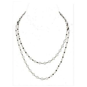 Tiger Lily White Glass Crystal Bezel Set in Gold 56" Chain